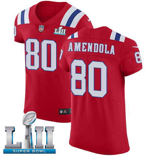 Nike Patriots #80 Danny Amendola Red Alternate Super Bowl LII Men's Stitched NFL Vapor Untouchable Elite Jersey